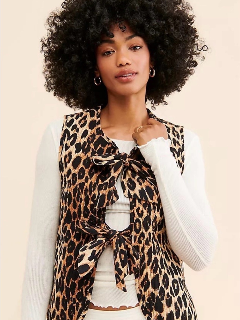 Damson Madder Leopard Tie-Front Vest - Brown/Black